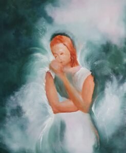 Rakkaimpani, kalleimpani. Akryylimaalaus, 72x65, 320€ Näyttelyssä Enkelikartanolla Kirkkonummella