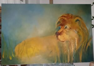 Lauman vartija, akryylimaalaus, 90x120x4, 520€ NÄYTTELYSSÄ Ekokampaamo Evergreen