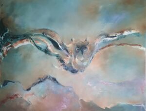 Yötaivaan liitäjä MYYTY 72x92, akryylimaalaus