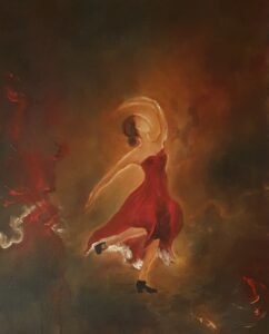Tanssi läpi tulen, 72x65, akryylimaalaus, 380€